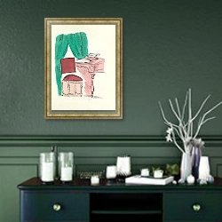 «Мадригалы pl 22» в интерьере прихожей в зеленых тонах над комодом