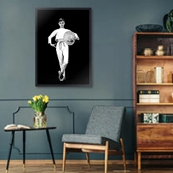 «Хепберн Одри 203» в интерьере гостиной в стиле ретро в серых тонах