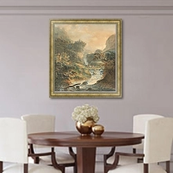 «Landschaft mit reißendem Bach im Juragebirge» в интерьере классической гостиной над диваном