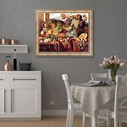 «Still Life with Mixed Fruit & a Rug with Landscape Beyond» в интерьере современной кухни