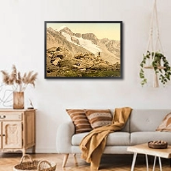 «Швейцария. Гора Galenstock» в интерьере гостиной в стиле ретро над диваном