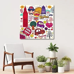 «Лондон. Вектор» в интерьере современной комнаты над креслом