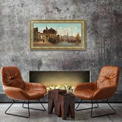 «Hafenstadt» в интерьере современной гостиной в стиле лофт над камином