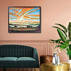 «Sunrise, Les Eboulements, Quebec» в интерьере классической гостиной над диваном