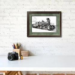 «A locomotive being used on the Trans-Siberian railway» в интерьере современного кабинета над столом