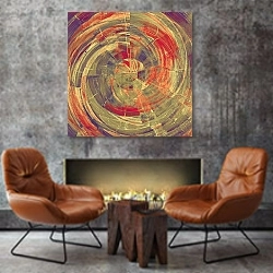 «Гранж текстура #20» в интерьере в стиле лофт с бетонной стеной над камином