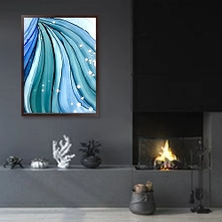 «Эхо волны 4» в интерьере гостиной в стиле минимализм с камином