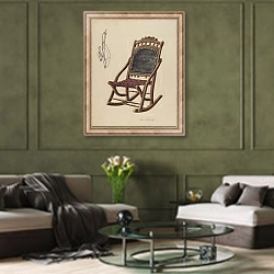 «Child's Rocking Chair» в интерьере гостиной в оливковых тонах