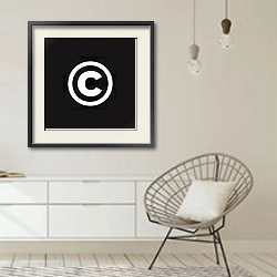 «Copyright symbol 4» в интерьере белой комнаты в скандинавском стиле над комодом