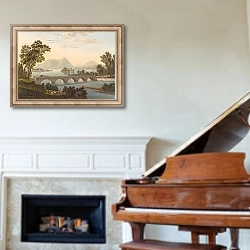 «Vue du Pont de Baveno et de l’Isola Madre» в интерьере классической гостиной над камином