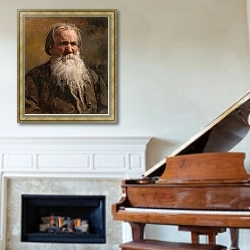 «Портрет Василия Петровича Щеголенка» в интерьере классической гостиной над камином