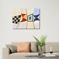 «Модернистская абстрактная картина 2» в интерьере современной светлой гостиной над диваном