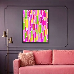 «Boxed Stripe» в интерьере гостиной с розовым диваном