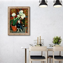 «Stillleben mit blühendem Kaktus und Puppe» в интерьере современной столовой над обеденным столом