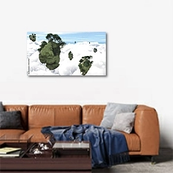 «Летающие острова в облаках» в интерьере современной гостиной над диваном