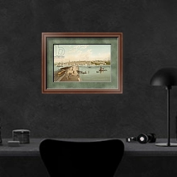 «Ryde--Isle of Wight» в интерьере кабинета в черных цветах над столом