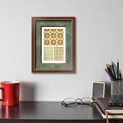 «Encaustic or Inlaid Tiles, in the Mediaeval Styles» в интерьере кабинета над письменным столом