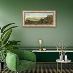 «Campagna Landscape» в интерьере гостиной в зеленых тонах