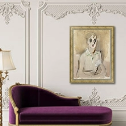 «Современная школьница» в интерьере в классическом стиле над банкеткой