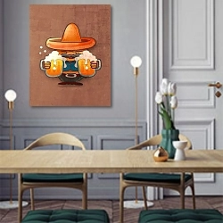 «Толстяк с пивом» в интерьере классической кухни у двери