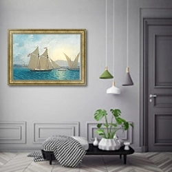 «The Launch of ‘La Sorciére’ on the Lake of Geneva» в интерьере коридора в классическом стиле