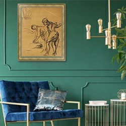 «Two Dancers; Deux Danseuses,» в интерьере в классическом стиле с зеленой стеной