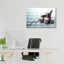 «Курс рубля» в интерьере офиса над рабочим местом