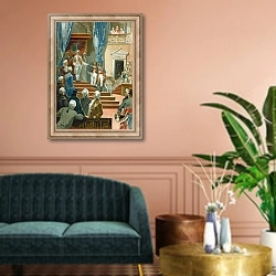 «Unidentified scene during French Revolution» в интерьере классической гостиной над диваном