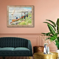 «Launching the boat» в интерьере классической гостиной над диваном