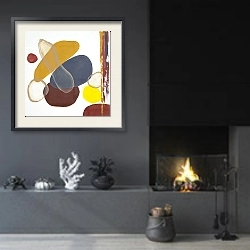 «Balancing abstract. Surrial patttern 4» в интерьере гостиной в стиле минимализм с камином