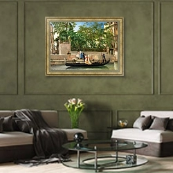 «Вечеринка по случаю крестин» в интерьере гостиной в оливковых тонах