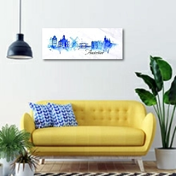 «Амстердам» в интерьере современной гостиной с желтым диваном