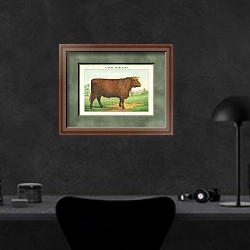 «Шортгорнская порода коров» в интерьере кабинета в черных цветах над столом