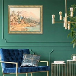 «Магазин Беннелла, озеро Вакатипу» в интерьере в классическом стиле с зеленой стеной