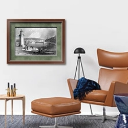 «Whitehaven Harbour, c.1840-50» в интерьере кабинета с кожаным креслом