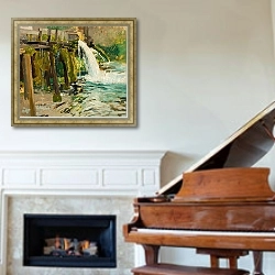 «Выстрел из мельницы в Эрле» в интерьере классической гостиной над камином