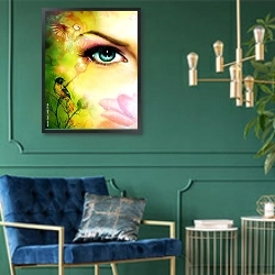«Наблюдая за птицами» в интерьере в классическом стиле с зеленой стеной