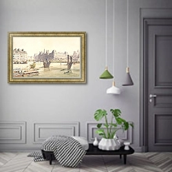 «L’Hôtel de Ville et le pont d’Arcole en 1842» в интерьере коридора в классическом стиле