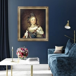 «Портрет императрицы Марии Федоровны 2» в интерьере в классическом стиле в синих тонах