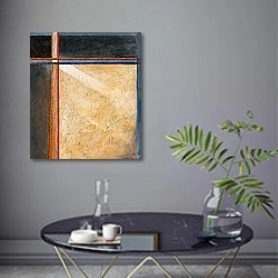 «Абстрактная картина #58 1» в интерьере современной гостиной в серых тонах