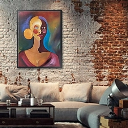 «Two Faces of Eve» в интерьере гостиной в стиле лофт с кирпичной стеной