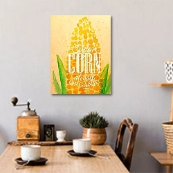 «Сахарная кукуруза» в интерьере кухни над обеденным столом с кофемолкой