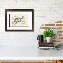 «Серая лиса» в интерьере кабинета с кирпичной стеной