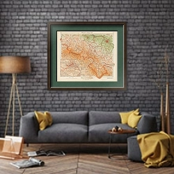 «Schlesiens wichtigste Teile» в интерьере в стиле лофт над диваном