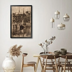 «Boat in the harbour of Honfleur» в интерьере столовой в стиле ретро