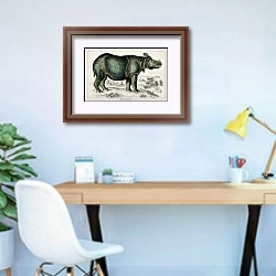 «Носорог из истории земли и живой природы (1820)» в интерьере кабинета в современном стиле
