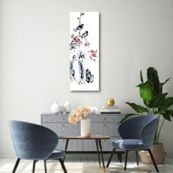 «Живопись в китайском стиле» в интерьере современной гостиной над комодом