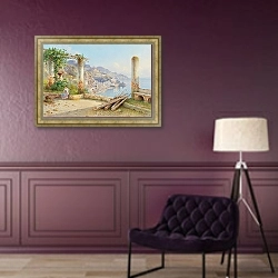 «View of the Coast of Amalfi» в интерьере в классическом стиле в фиолетовых тонах