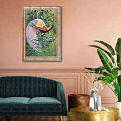 «Great Bird of Paradise, illustration from'Wildlife of the World', c.1910» в интерьере классической гостиной над диваном