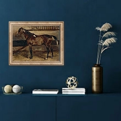 «Cheval brun à l'écurie» в интерьере в классическом стиле в синих тонах